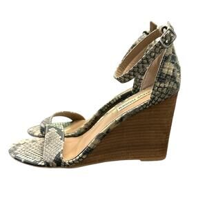 Steve Madden Chunky Wedge Snakeskin Heels Open Toe Size 8